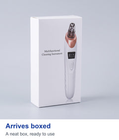 Arrives boxed: the pore vacuum device beside its retail box