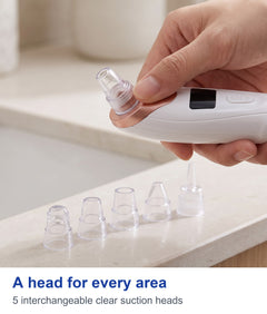 A head for every area: five interchangeable clear suction heads for the pore vacuum device