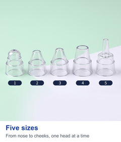 Five sizes: the five suction heads of the pore vacuum numbered one to five