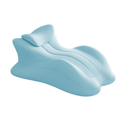 Memory foam reading wedge pillow with detachable headrest, in blue