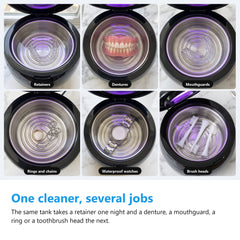 Six uses for the ultrasonic cleaner, retainers, dentures, mouthguards, rings and chains, watches and brush heads