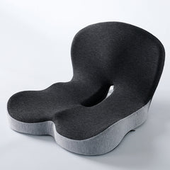 Memory foam seat cushion with back support in dark and light grey