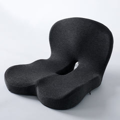 Memory foam seat cushion with back support in dark grey