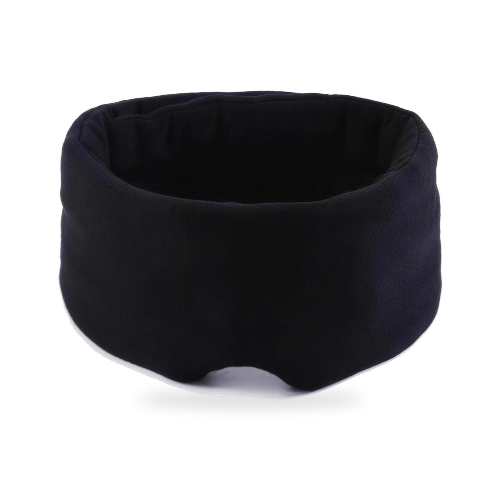 Blackout sleep eye mask packshot, wide black memory foam band