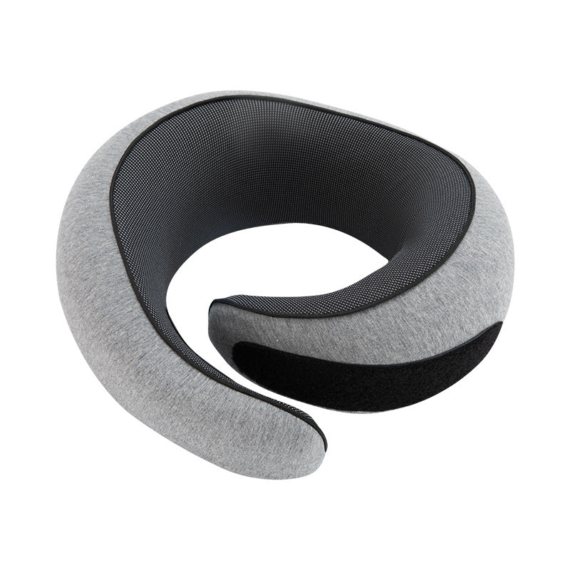 Memory foam travel neck pillow with storage bag in dark grey