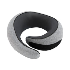 Memory foam travel neck pillow with storage bag in dark grey