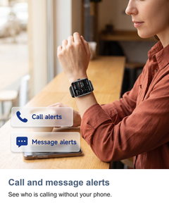 Square smart watch: Call and message alerts. See who is calling without your phone.