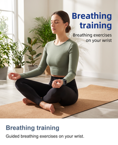 Square smart watch: Breathing training. Guided breathing exercises on your wrist.