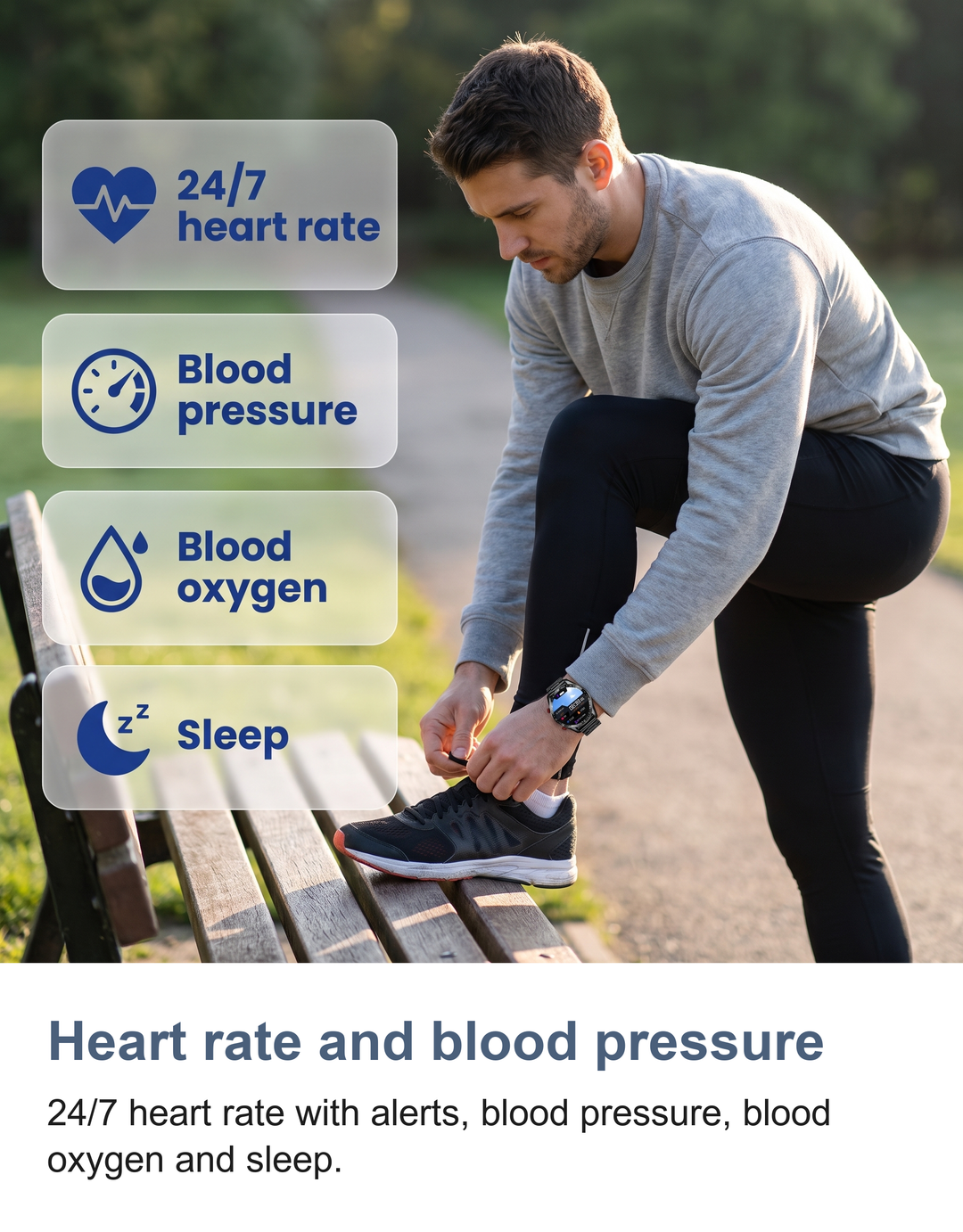 Smart watch for men: Heart rate and blood pressure