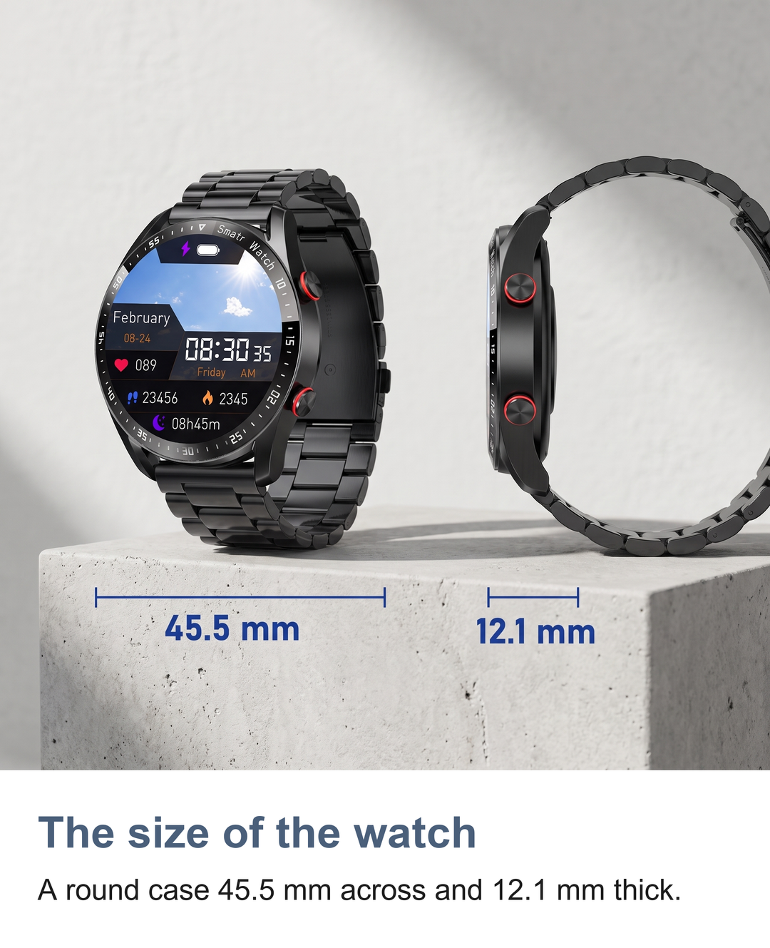 Smart watch for men: The size of the watch