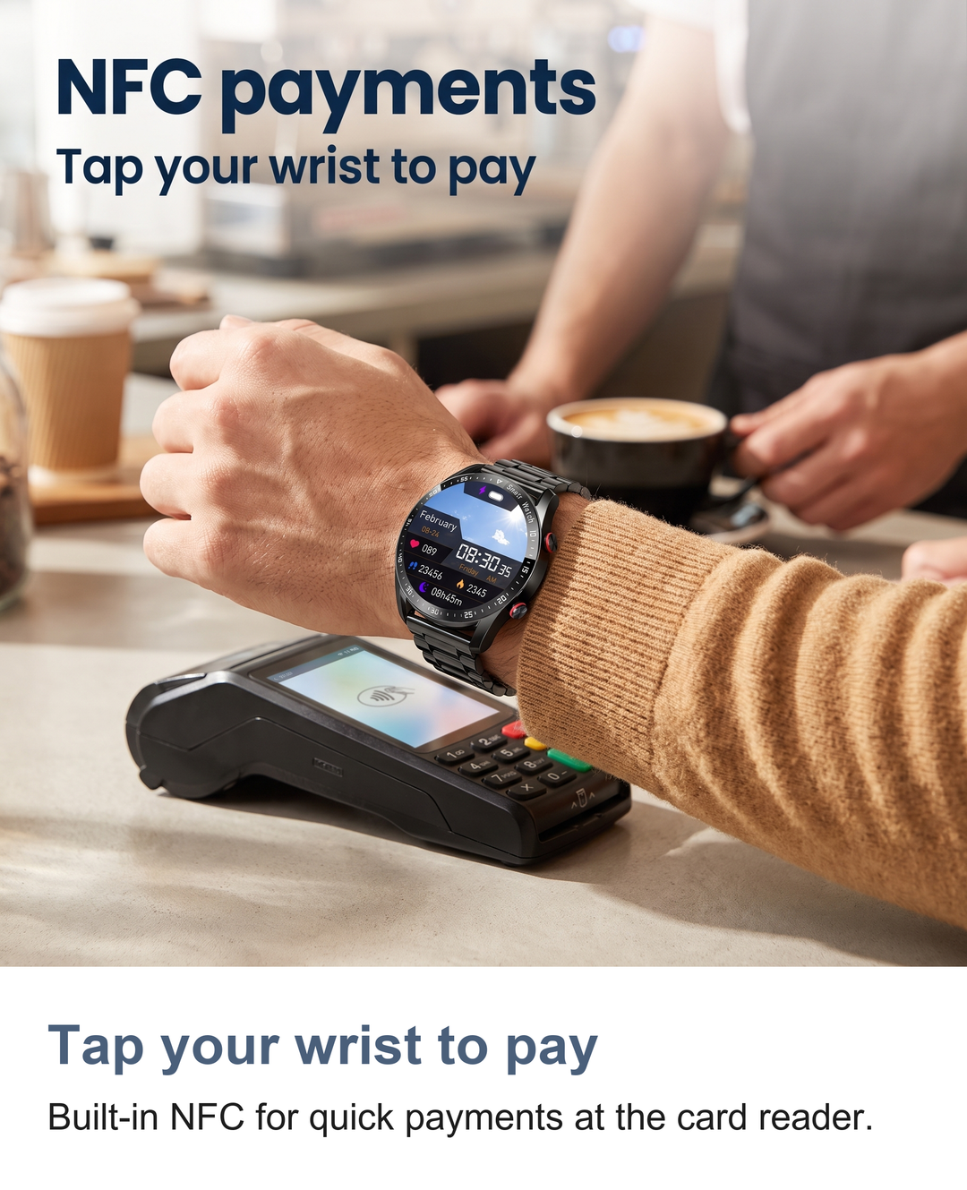 Smart watch for men: Tap your wrist to pay