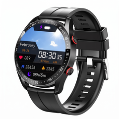Smart watch for men with a black silicone strap