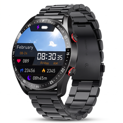 Smart watch for men with a black steel bracelet