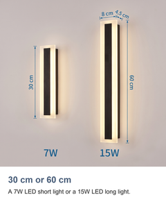 30 cm or 60 cm: A 7W LED short light or a 15W LED long light.