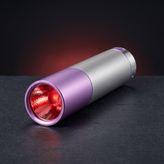 Silver and purple handheld red light therapy torch