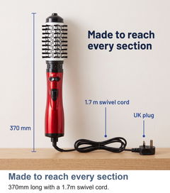 Rotating hot air brush measured at 370mm long with a 1.7m swivel cord