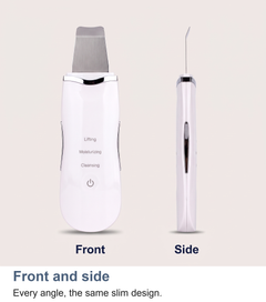 Front and side view of the ultrasonic skin scrubber