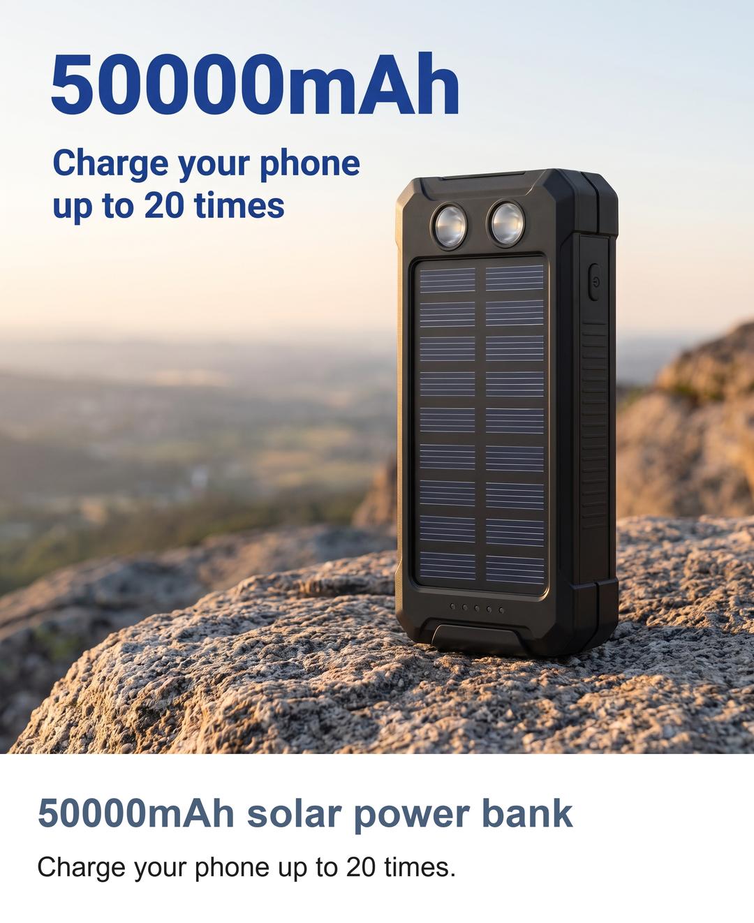 Solar power bank: 50000mAh solar power bank