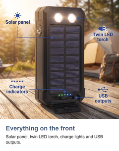 Solar power bank: Everything on the front