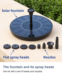 The fountain and its spray heads: One kit with a set of heads and nozzles.