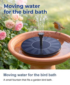 Moving water for the bird bath: A small fountain that fits a garden bird bath.
