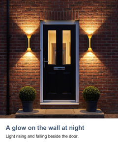 A glow on the wall at night: Light rising and falling beside the door.