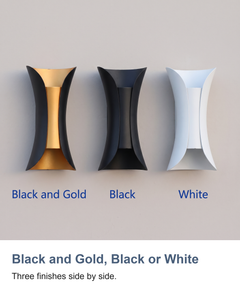 Black and Gold, Black or White: Three finishes side by side.