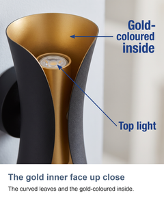 The gold inner face up close: The curved leaves and the gold-coloured inside.