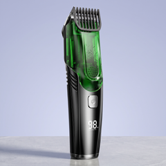 Green cordless vacuum suction hair clipper